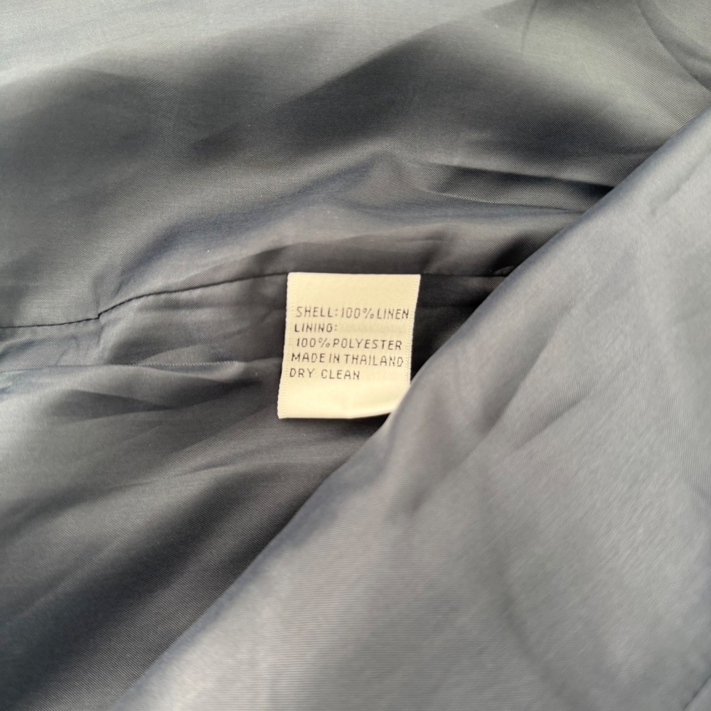 Vintage Talbots Woman Irish Linen Navy Blue Blazer Jacket Open Front Size 12W - Picture 7 of 10